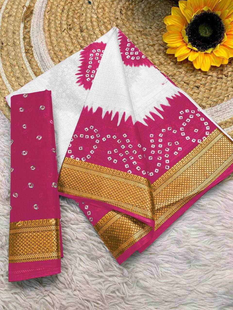 Bandhani Printed Cotton Sarees - MYLUXURY LANE ENTERPRISE